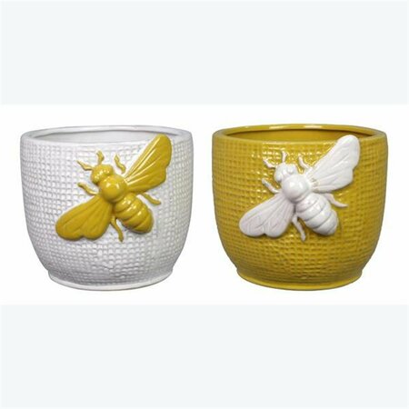 YOUNGS Stoneware Bee Garden Pot, 2 Assortment 73423